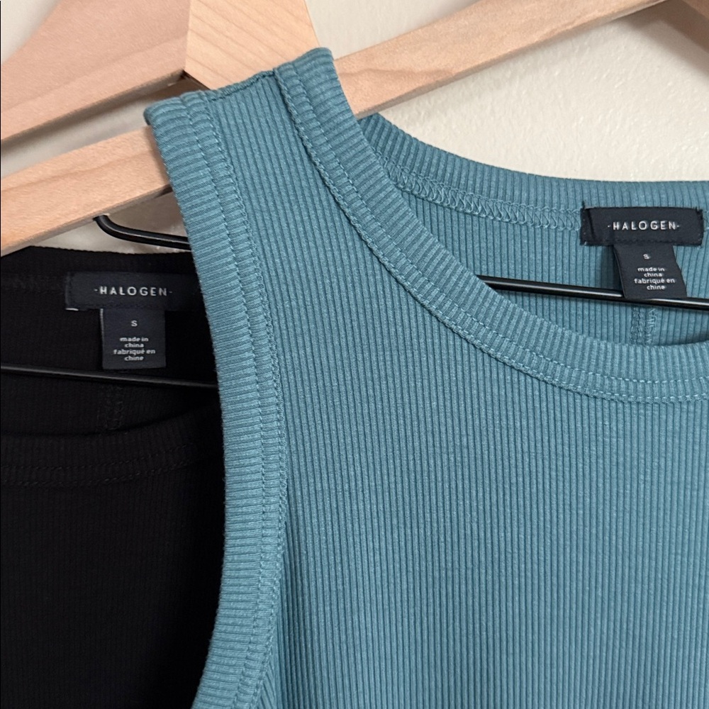 Halogen Ribbed Tank Tops - Black & Teal - Picture 4 of 4